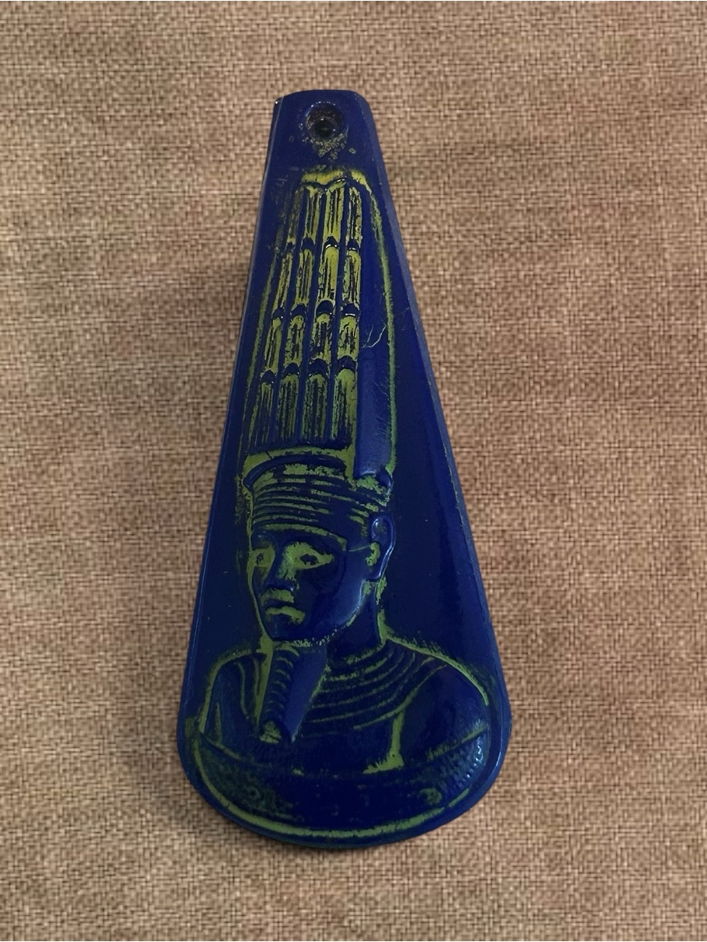 Art Deco Egyptian Revival Glass Double Sided Queen Nefertiti Pendant